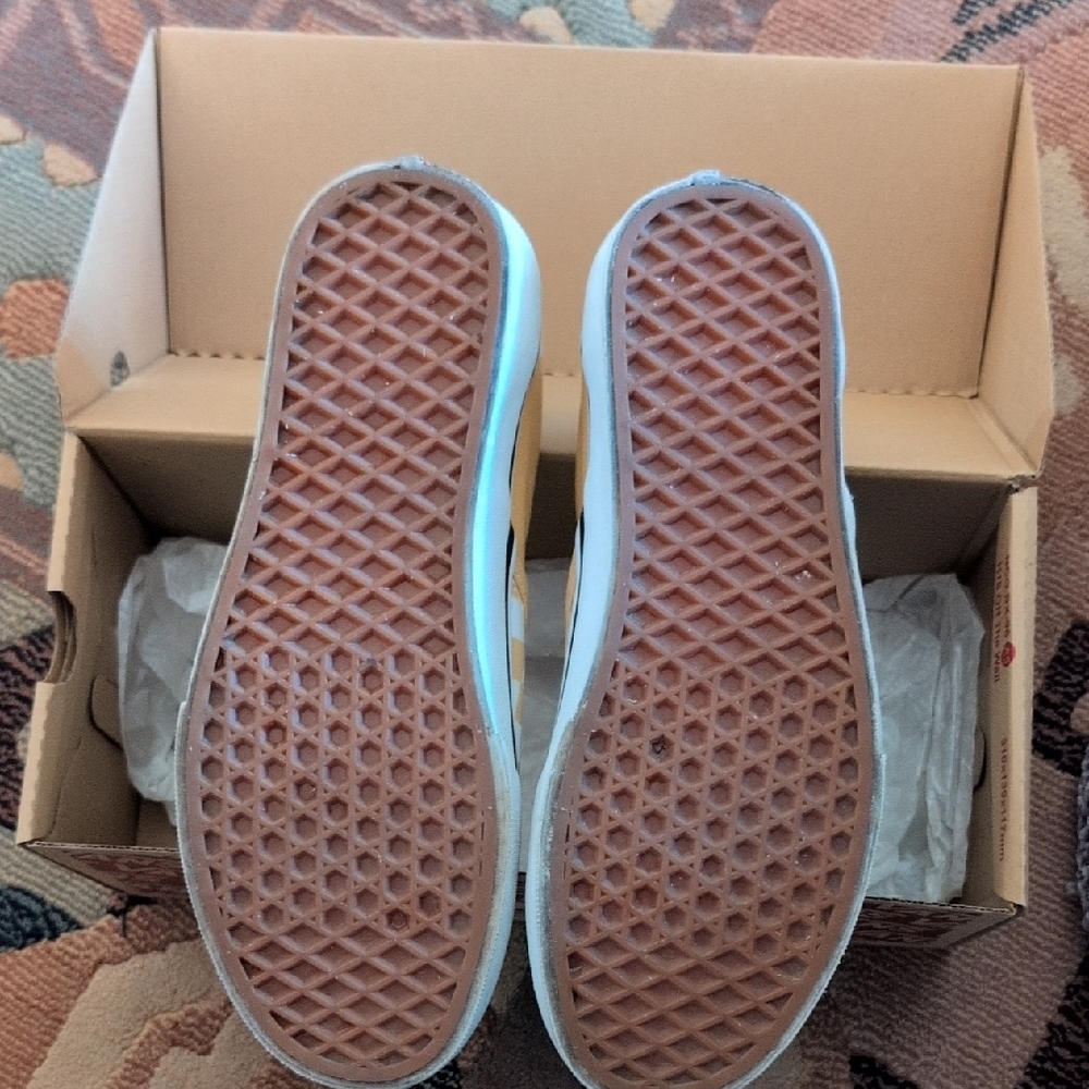 Classic Vans Yellow Checkerboard Slip On. Size 9.5 Women's, Size 8 Men's - Picture 2 of 5